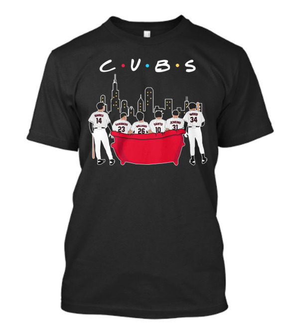 Cubs Friends Skyline Featuring Banks Sandberg Williams Santo Jenkins Wood T-Shirt
