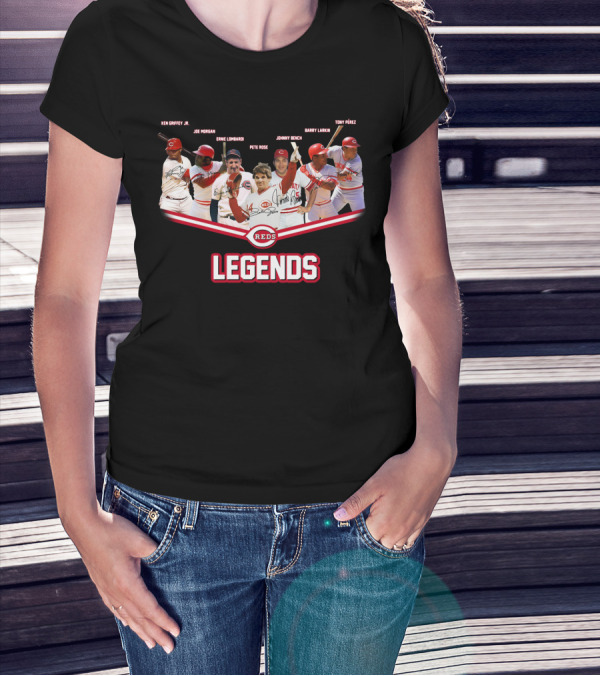Cincinnati Reds Legends Ken Griffey Jr Joe Morgan Ernie Lombardi Pete Rose Johnny Bench Barry Larkin Tony PErez T-Shirt