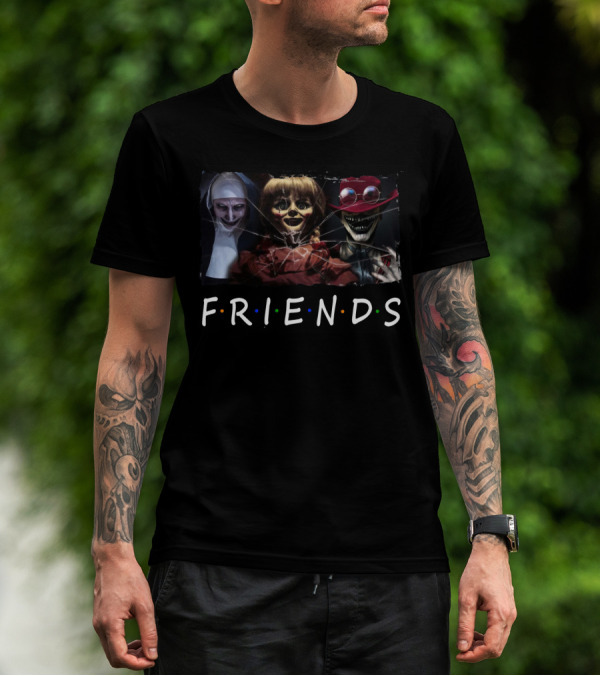 Friends Horror Characters Conjuring Annabelle Demonic Nun T-Shirt