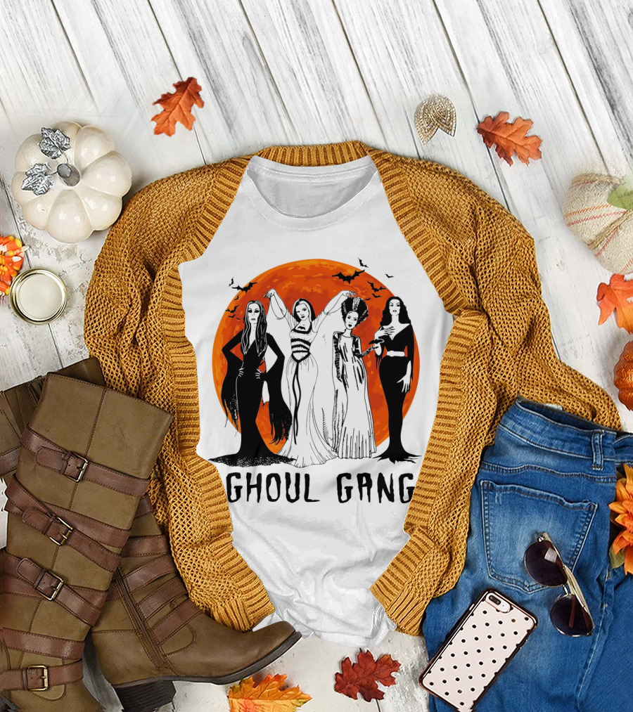 Halloween Ghoul Gang Moonlit Witches and Vampires T-Shirt