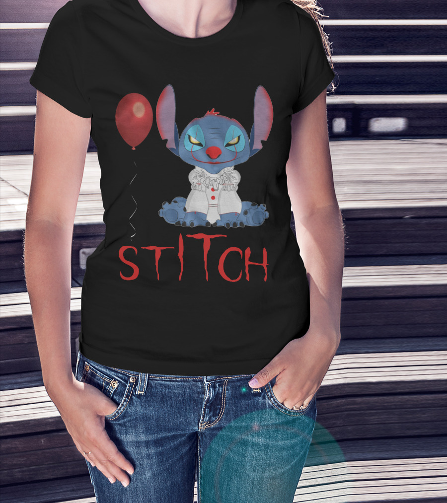 It Horror Stitch With Pennywise Balloon T-Shirt