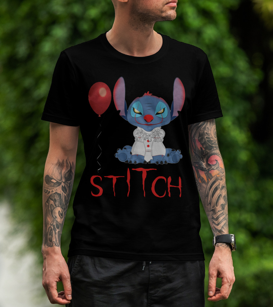 It Horror Stitch With Pennywise Balloon T-Shirt
