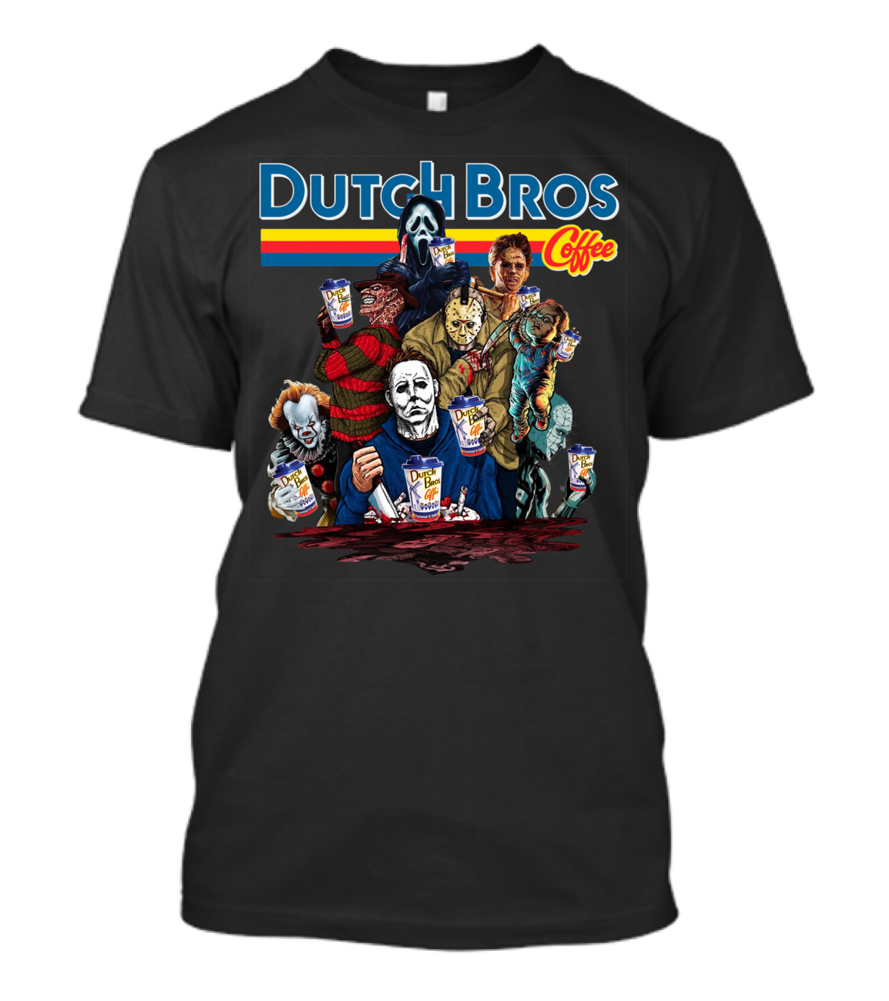Dutch Bros Coffee Halloween Horror Characters T-Shirt