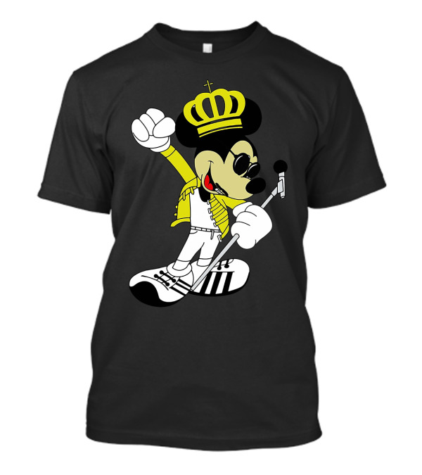 Freddie Mercury Mickey Mouse Crown Pose With Microphone T-Shirt