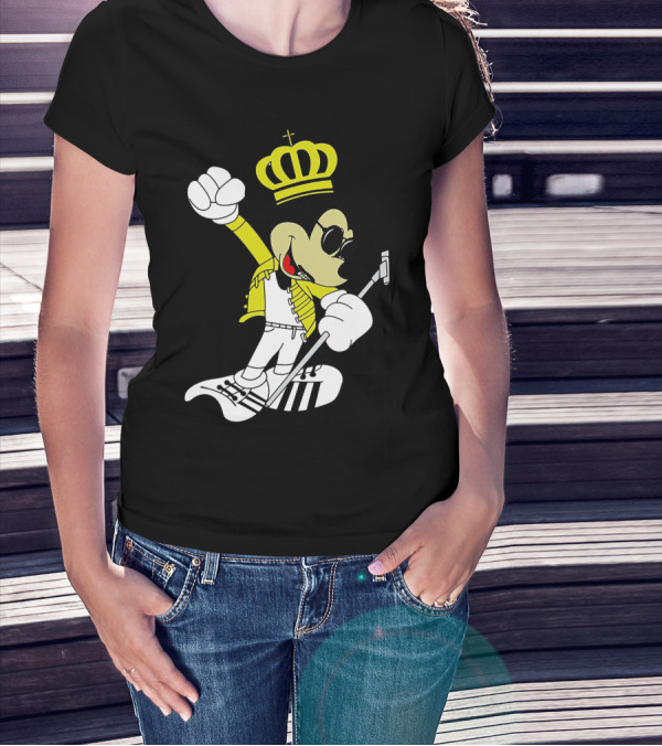 Freddie Mercury Mickey Mouse Crown Pose With Microphone T-Shirt