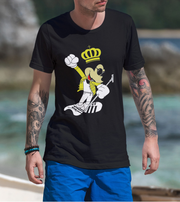 Freddie Mercury Mickey Mouse Crown Pose With Microphone T-Shirt