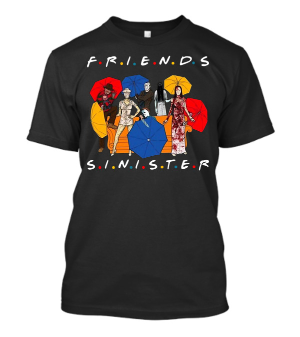 FRIENDS TV Show Sinister Horror Characters With Umbrellas T-Shirt