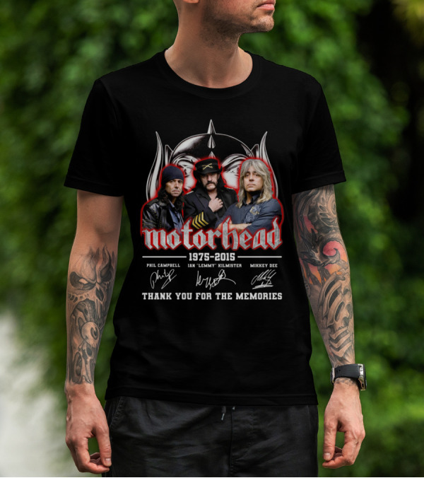 Motorhead 1975-2015 Thank You For The Memories Phil Campbell Ian 'Lemmy' Kilmister Mikkey Dee T-Shirt