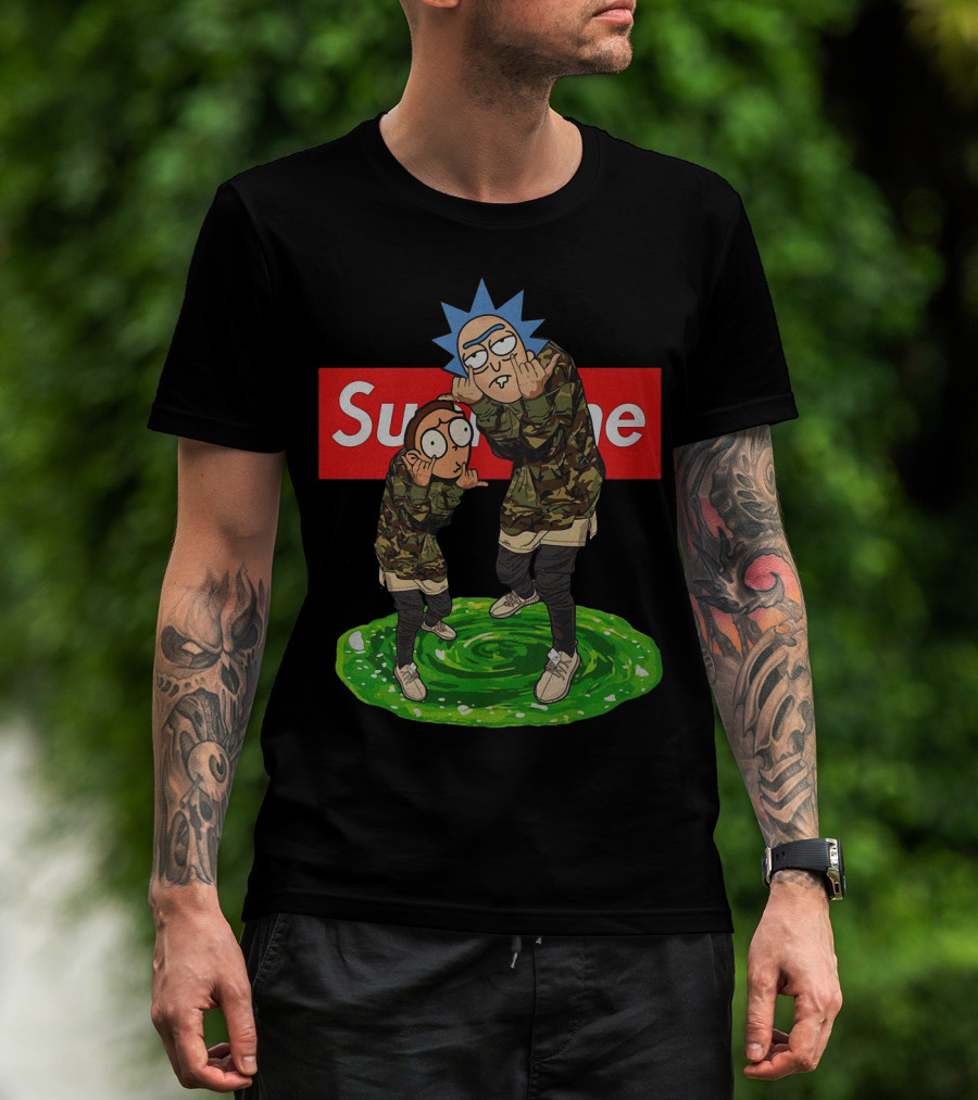 Rick And Morty Supreme Portal Streetwear Camo T-Shirt
