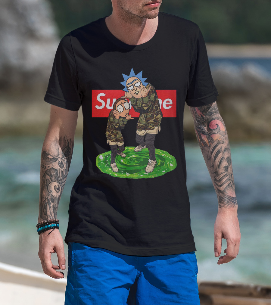 Rick And Morty Supreme Portal Streetwear Camo T-Shirt