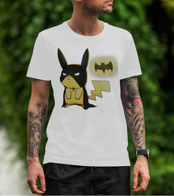 Pikachu Batman Crossover With Iconic Bat T-Shirt