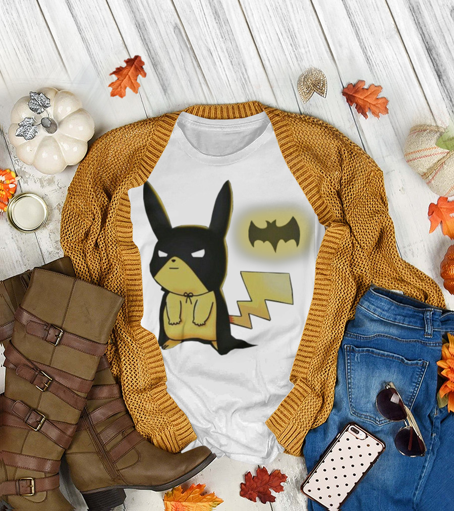 Pikachu Batman Crossover with Iconic Bat T-Shirt