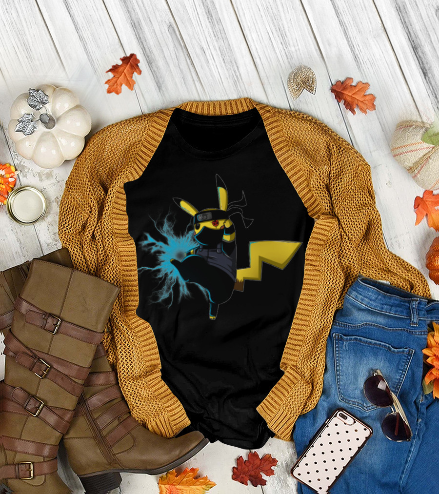 Pikachu Naruto Crossover Ninja Thunderbolt T-Shirt