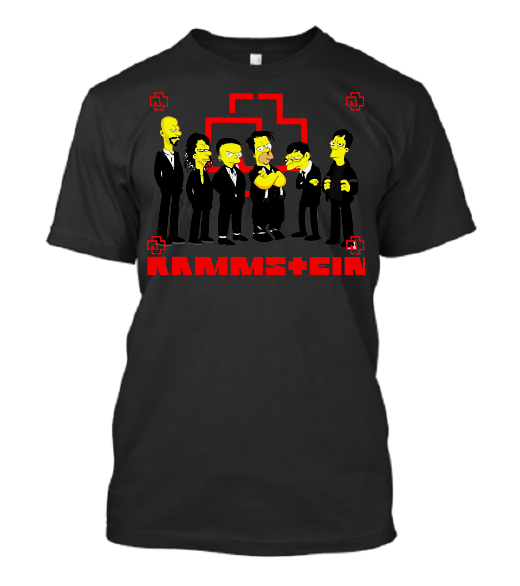 Rammstein Red Logo Simpsons Characters T-Shirt