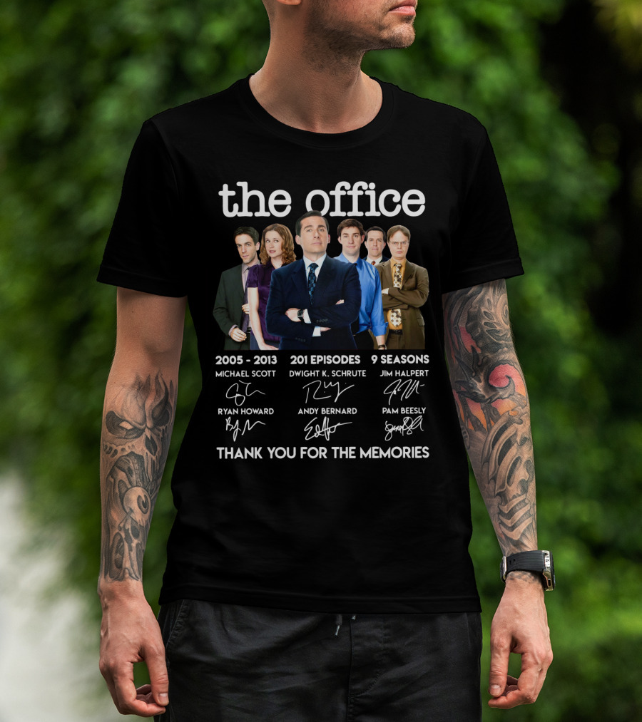 The Office 2005-2013 Thank You For The Memories 201 Episodes 9 Seasons Michael Scott Dwight K. Schrute Jim Halpert Pam Beesly Ryan Howard Andy Bernard T-Shirt