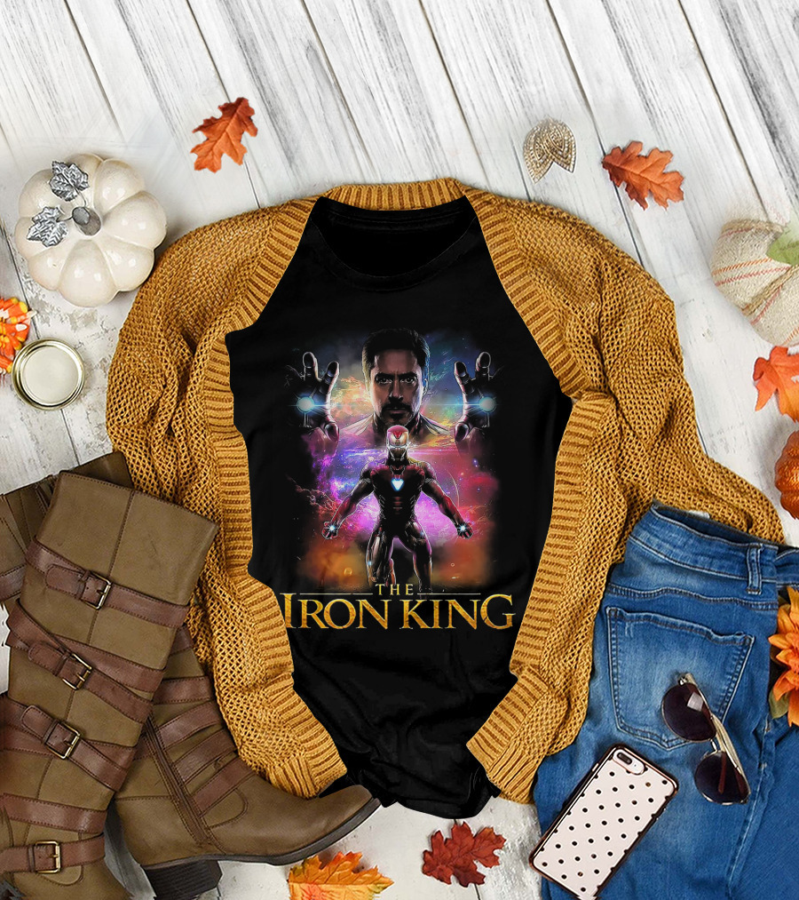 The Iron King Featuring Iconic Tony Stark Iron Man with Cosmic Background T-Shirt