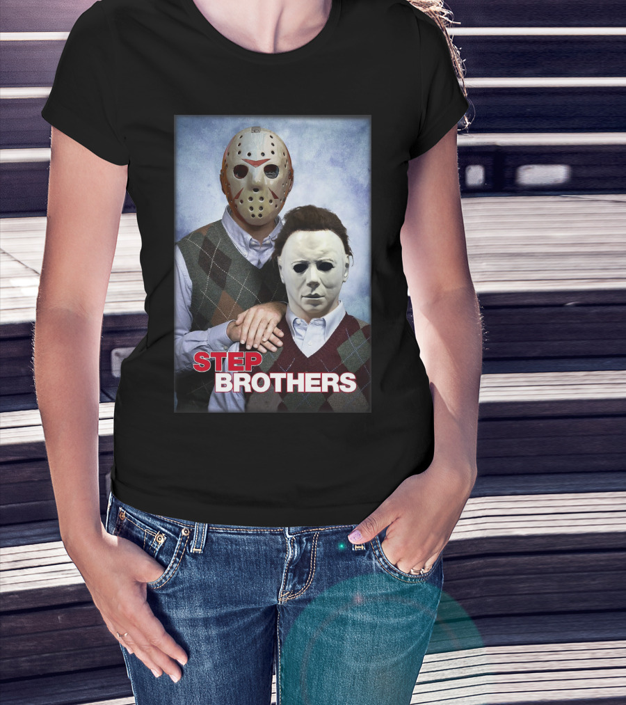Step Brothers Jason Voorhees Michael Myers Comedy Horror Crossover T-Shirt