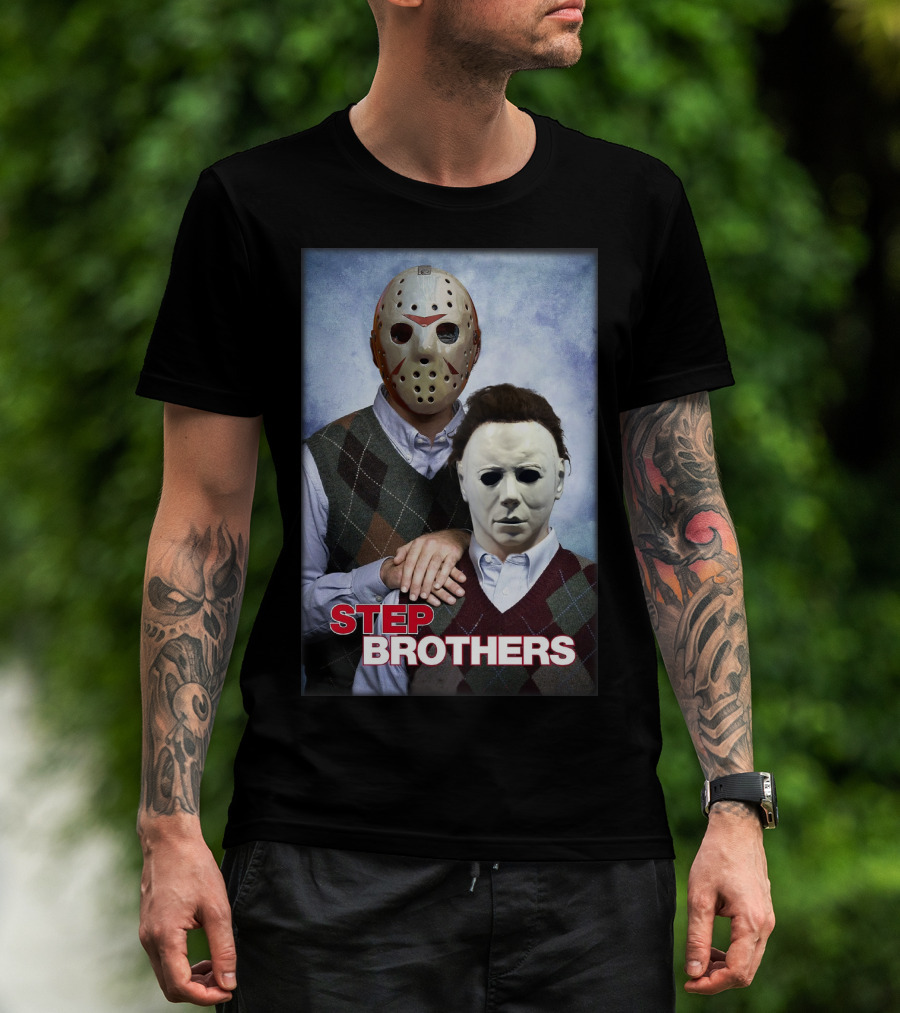 Step Brothers Jason Voorhees Michael Myers Comedy Horror Crossover T-Shirt