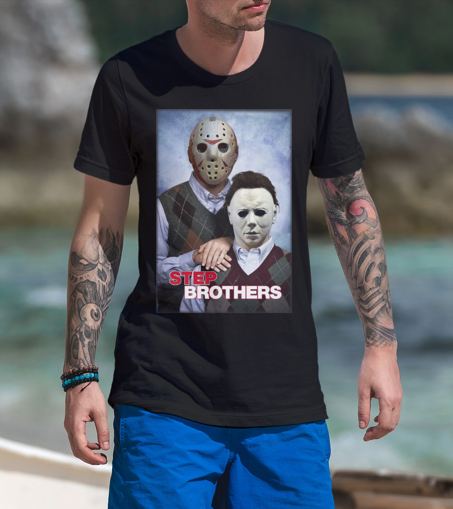 Step Brothers Jason Voorhees Michael Myers Comedy Horror Crossover T-Shirt