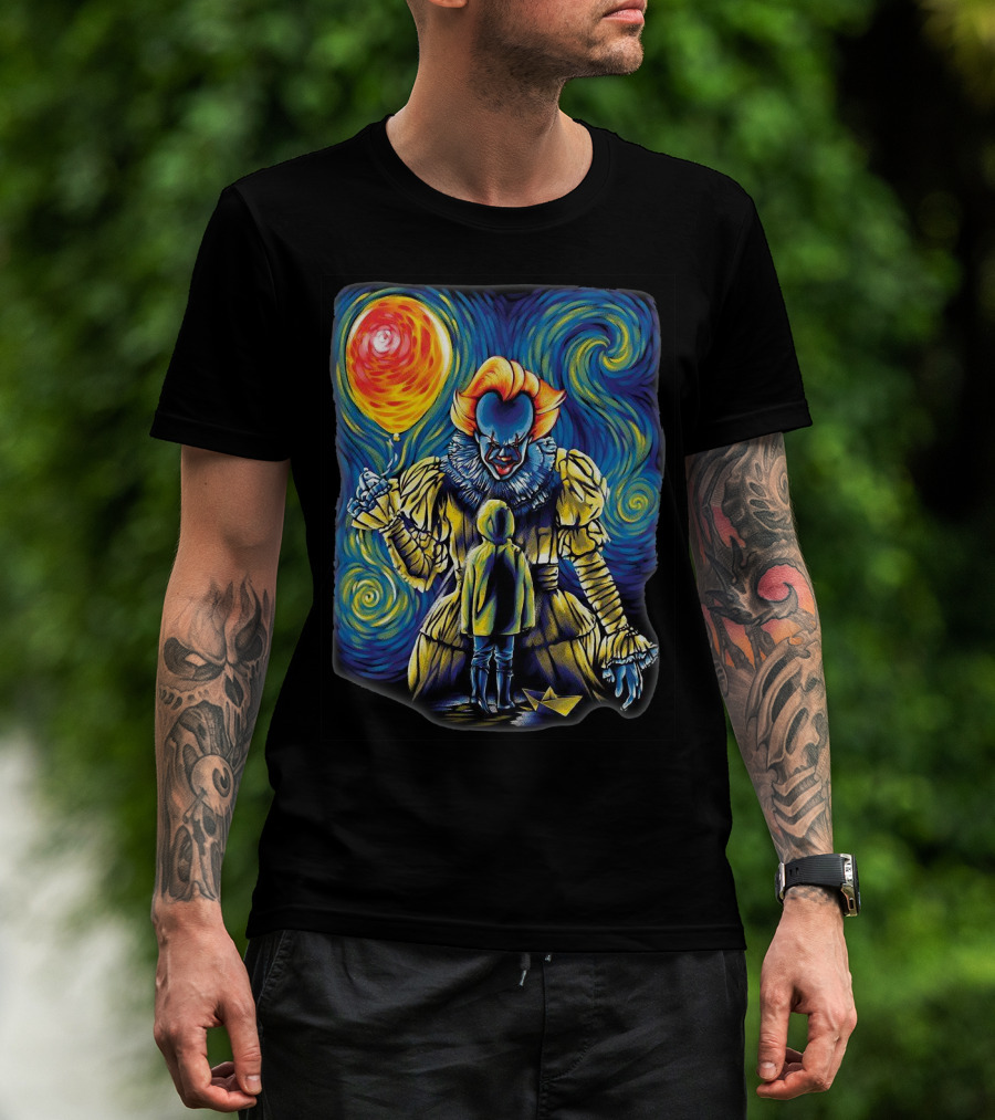 Starry Night Pennywise And Georgie Balloon Encounter T-Shirt