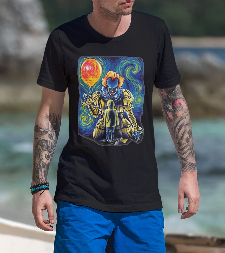 Starry Night Pennywise And Georgie Balloon Encounter T-Shirt