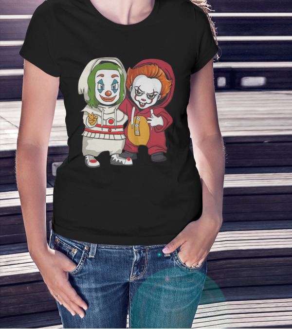 Joker And Pennywise Friendship Duo In Cartoon T-Shirt