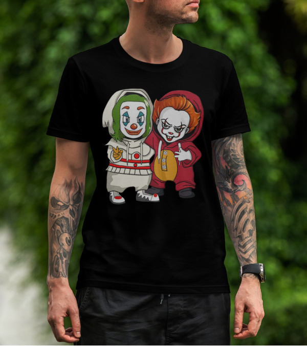 Joker And Pennywise Friendship Duo In Cartoon T-Shirt