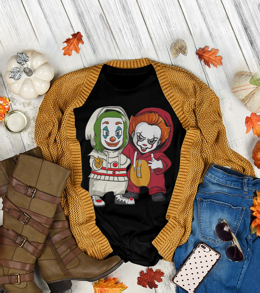 Joker and Pennywise Friendship Duo in Cartoon T-Shirt