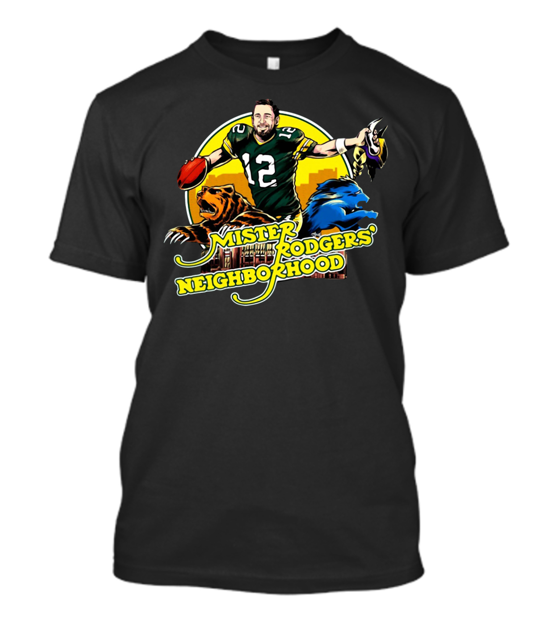 Mister Rodgers Neighborhood 12 Football Player Bear Lion T-Shirt
