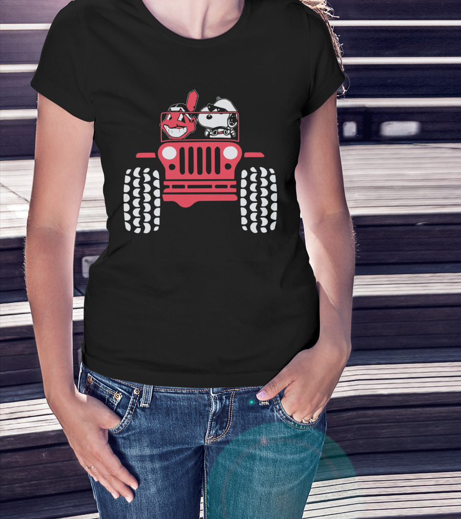 Snoopy Cleveland Indians Jeep Adventure T-Shirt