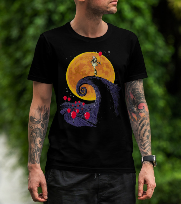 Pennywise The Nightmare Before Halloween Balloon Moon Scene T-Shirt