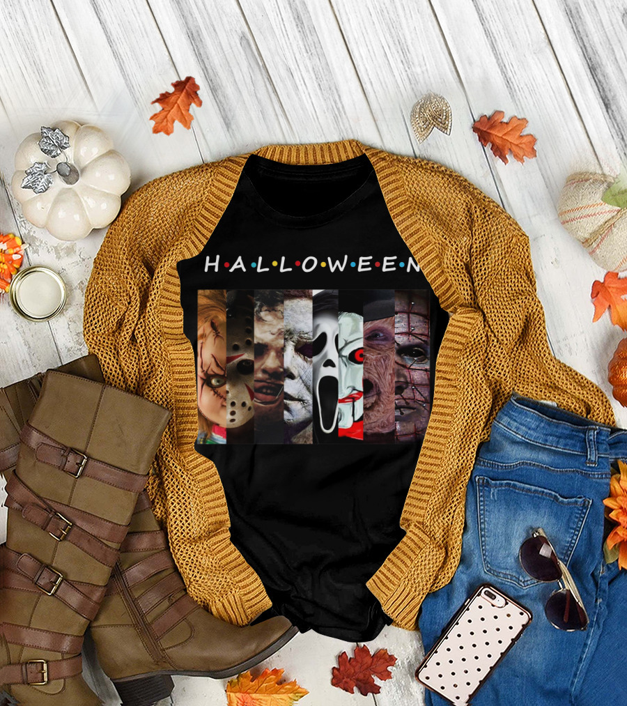 Halloween Horror Icons Faces T-Shirt