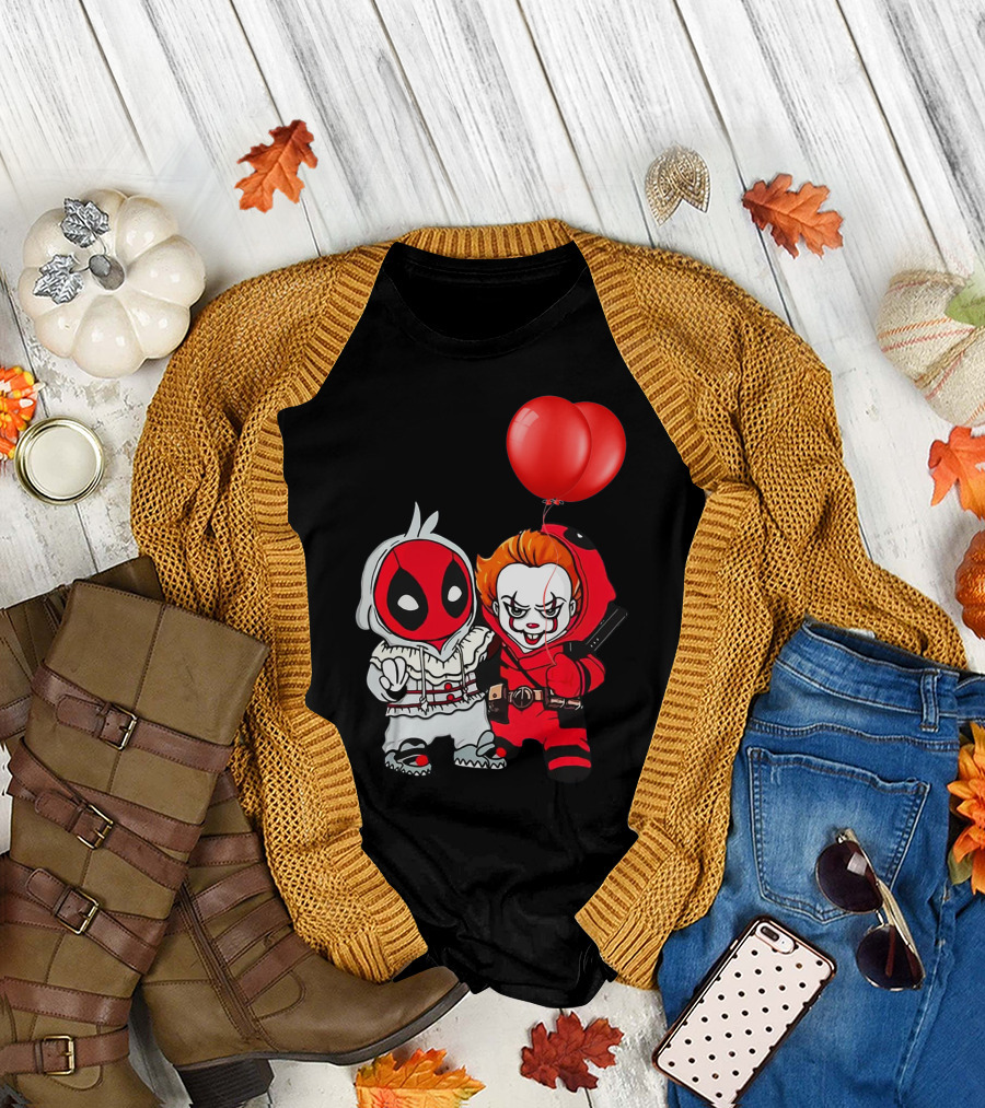 Pennywise Deadpool Crossover with Red Balloons T-Shirt