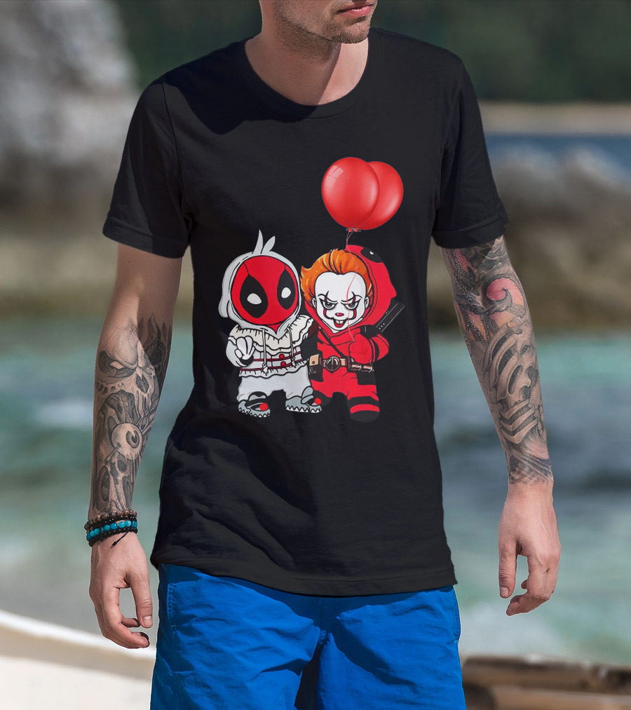 Pennywise Deadpool Crossover With Red Balloons T-Shirt