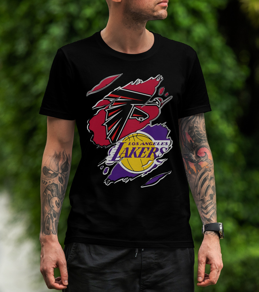 Atlanta Falcons Los Angeles Lakers Logo Mashup T-Shirt