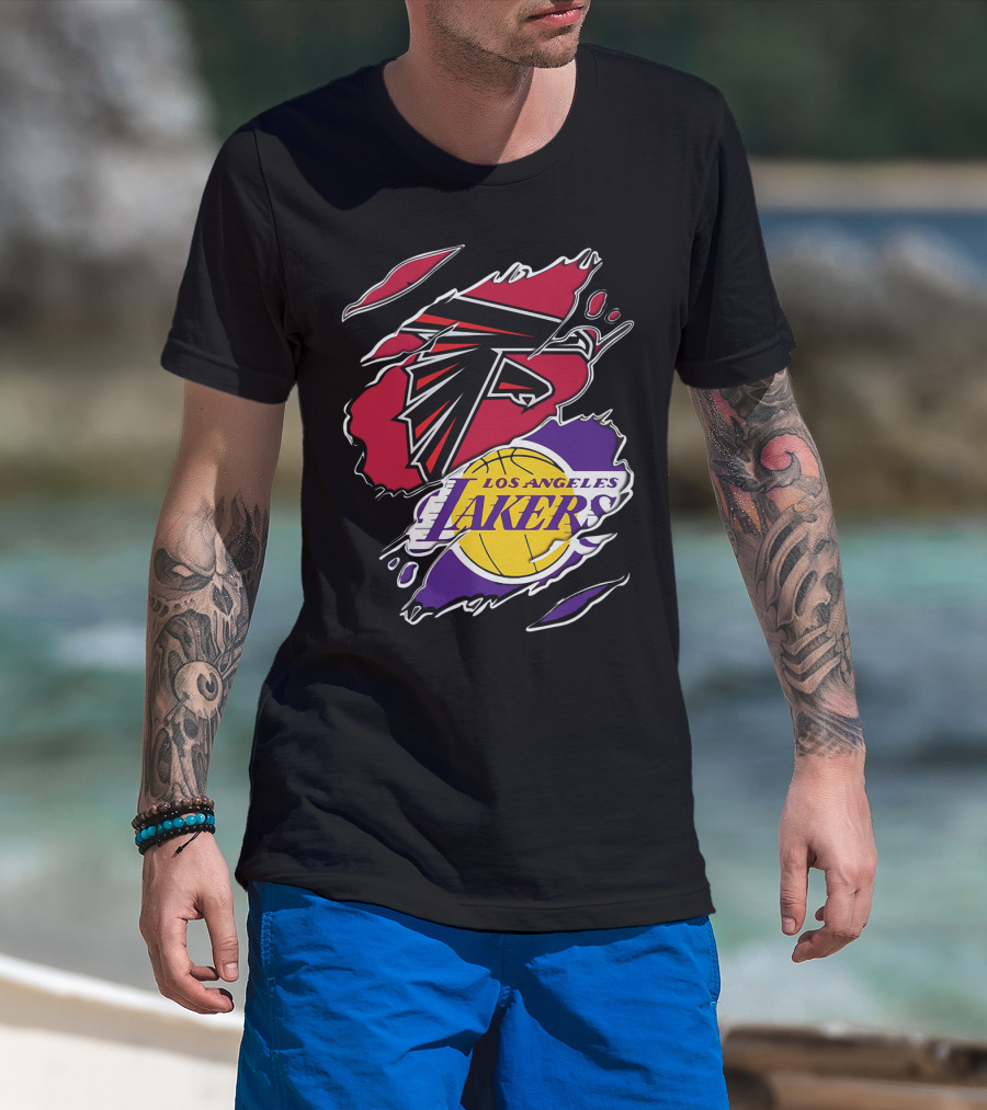 Atlanta Falcons Los Angeles Lakers Logo Mashup T-Shirt
