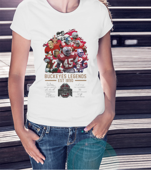 OHIO STATE BUCKEYES LEGENDS ARCHIE GRIFFIN EDDIE GEORGE ORLANDO PACE CHRIS SPIELMAN VIC JANOWICZ LES HORVATH HOWARD CASSADY JACK TATUM TROY SMITH EST 1890 T-Shirt
