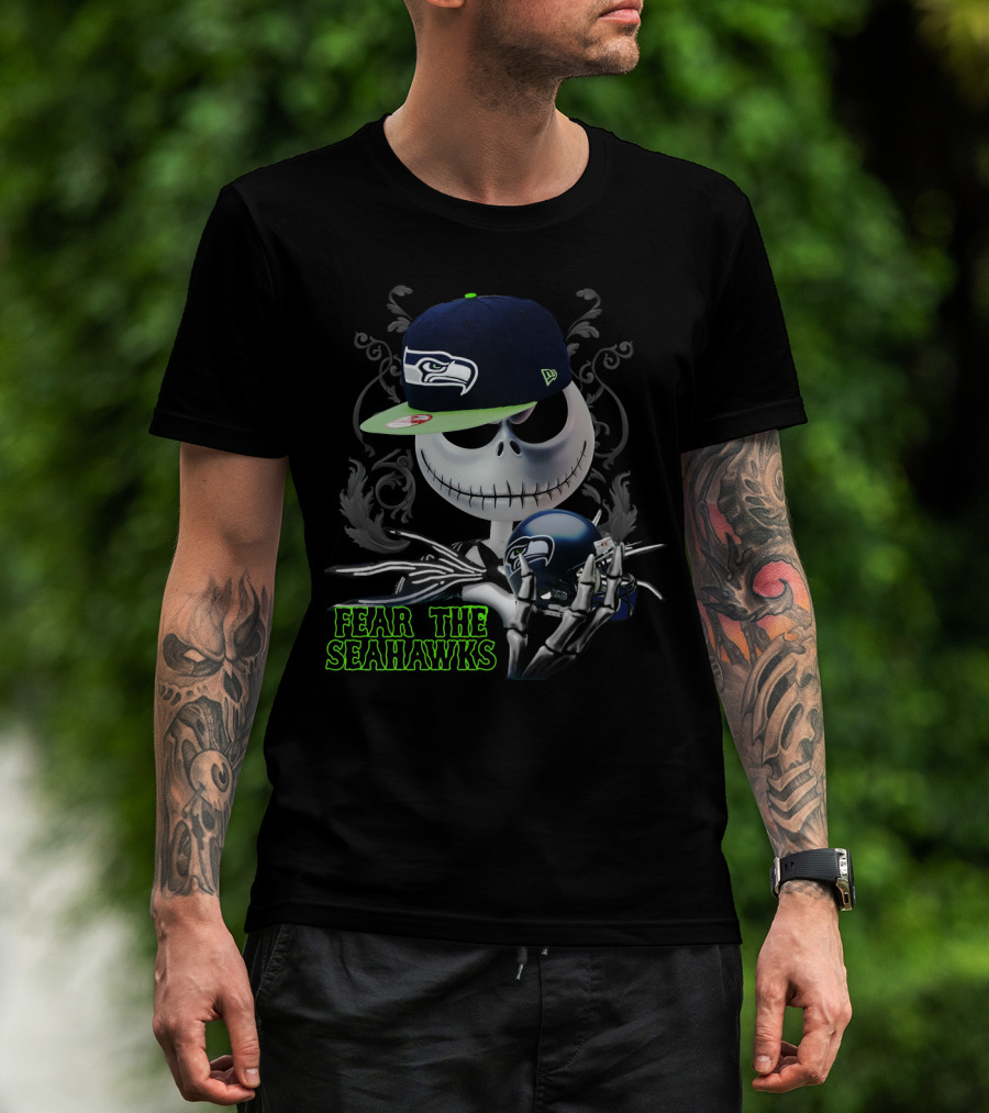 Fear The Seahawks Jack Skellington Seattle Seahawks T-Shirt