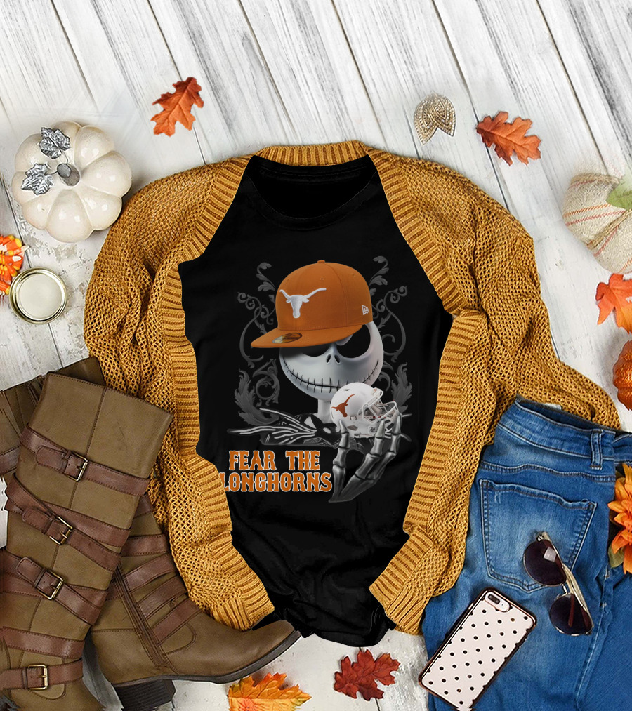 Jack Skellington Fear The Longhorns Texas Football Halloween Crossover T-Shirt