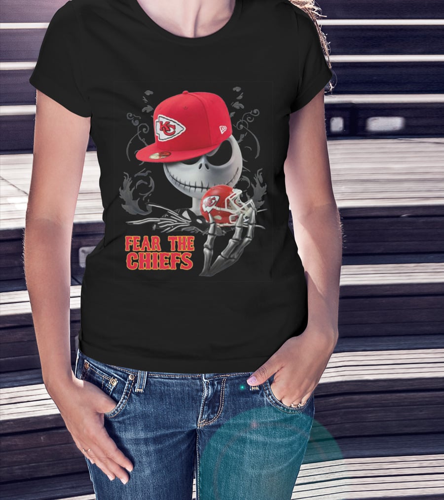 Jack Skellington Fear The Chiefs Kansas City Football T-Shirt