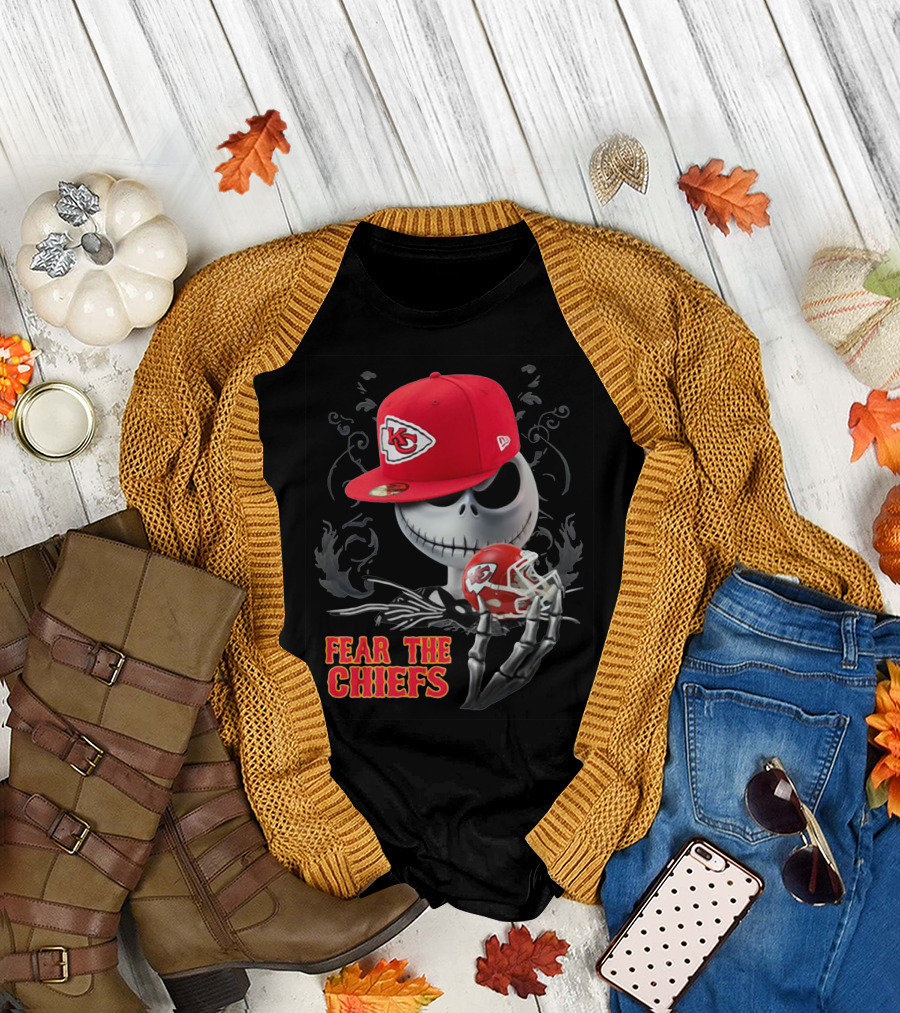Jack Skellington Fear The Chiefs Kansas City Football T-Shirt