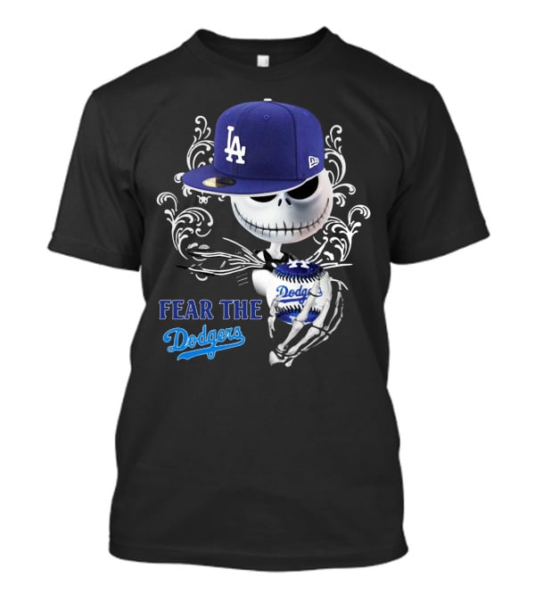 Jack Skellington Los Angeles Dodgers Baseball Fear The Dodgers T-Shirt