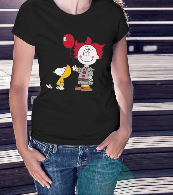 Charlie Brown Balloon Costume With Snoopy Woodstock Pennywise Crossover Red Balloon T-Shirt