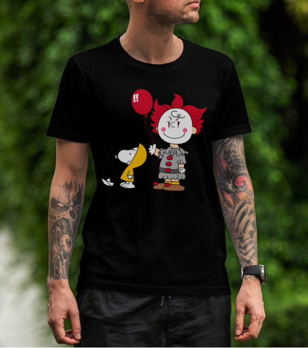 Charlie Brown Balloon Costume With Snoopy Woodstock Pennywise Crossover Red Balloon T-Shirt