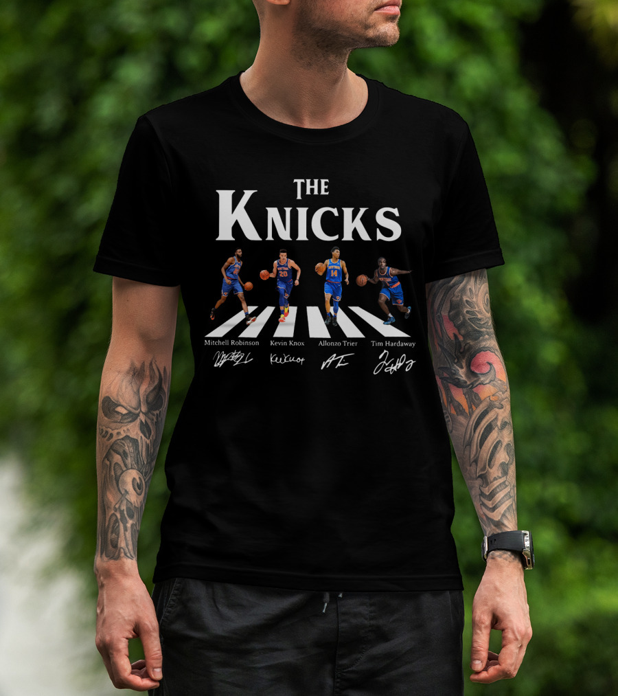 The Knicks Mitchell Robinson Kevin Knox Allonzo Trier Tim Hardaway Abbey Road Crossover T-Shirt