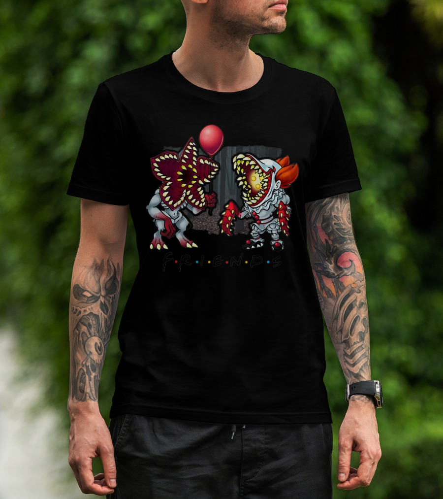 Stranger Things Demogorgon And Pennywise IT Friends Halloween T-Shirt