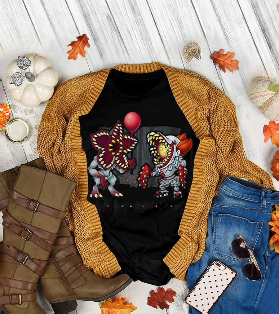 Stranger Things Demogorgon and Pennywise IT Friends Halloween T-Shirt