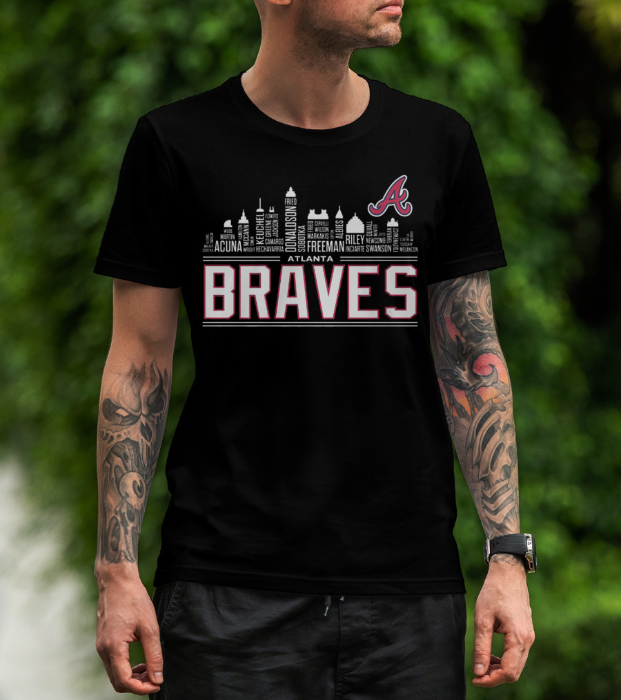 Atlanta Braves City Skyline Player Names T-Shirt