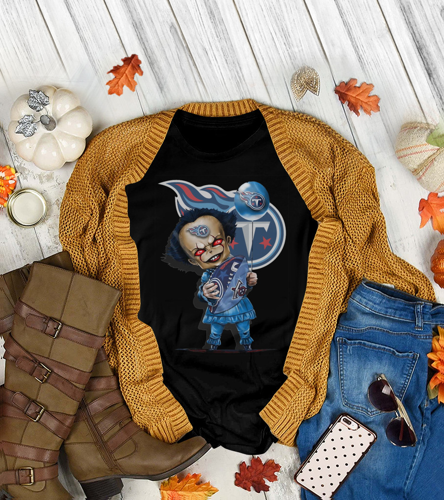 Pennywise Tennessee Titans Football Horror Mashup T-Shirt