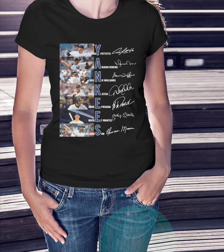 Yankees Andy Pettitte Mariano Rivera Bernie Williams Derek Jeter Jorge Posada Mickey Mantle Thurman Munson T-Shirt